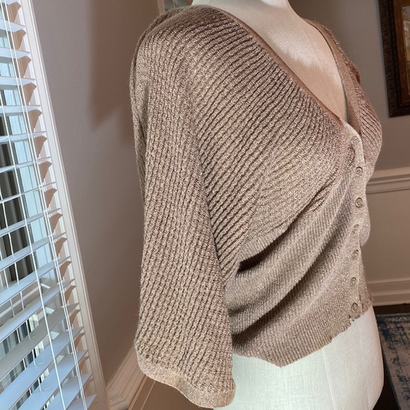 ❤️Mossimo Metallic Sweater Cardigan! Brown With Gold Metallic Size Medium - Picture 2 of 6